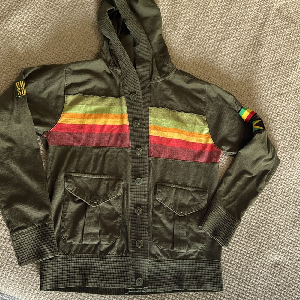 Vintage BOB MARLEY Patches Logo Bottoms Ups Hoodie Sweatshirt Pullover Sweater